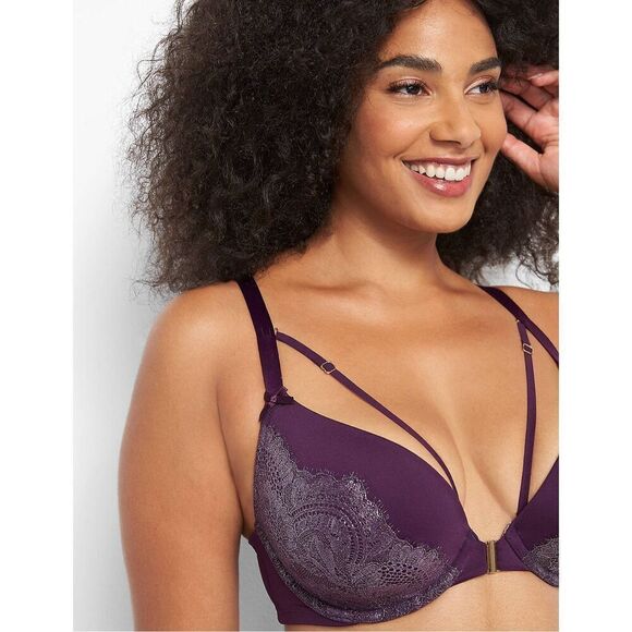 ✨Cacique Strappy Boost Plunge Sz 38DD Purple Bra✨ - Picture 11 of 11